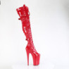 Patent 23 cm INFINITY-3028 high heeled thigh high boots with buckles red