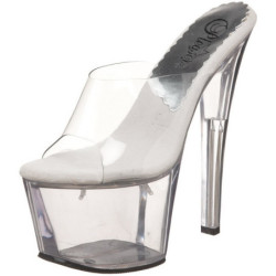 Transparent 18 cm PLEASER SKY-301 Platform Mules Shoes