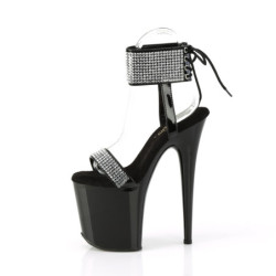 Patent rhinestone 20 cm FLAMINGO-870 pleaser high heels ankle cuff
