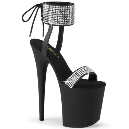 Leatherette rhinestone 20 cm FLAMINGO-870 pleaser high heels ankle cuff