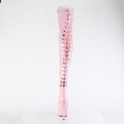 Patent 15 cm DELIGHT-3063 Rosa overknee boots with laces