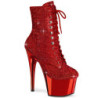 Rosso strass stivaletti pleaser con plateau e tacco 18 cm ADORE-1020CHRS