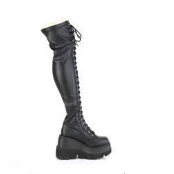 Black Vegan 11,5 cm SHAKER-374 overknee boots with laces