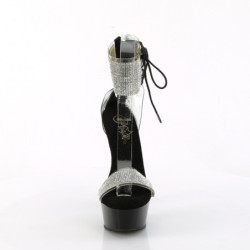 Black 15 cm DELIGHT-627RS platform ankle straps high heels