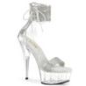 Silver 15 cm DELIGHT-627RS transparent platform ankle straps high heels
