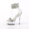 Silver 15 cm DELIGHT-627RS transparent platform ankle straps high heels