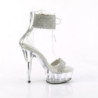 Silver 15 cm DELIGHT-627RS transparent platform ankle straps high heels