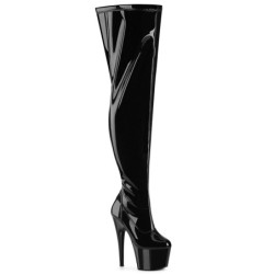 Patent 18 cm thigh high stretch overknee boots wide calf
