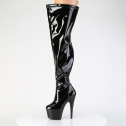 Patent 18 cm thigh high stretch overknee boots wide calf
