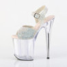 Silver 20 cm FLAMINGO rhinestone platform high heels