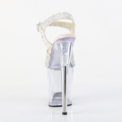 Silver 20 cm FLAMINGO rhinestone platform high heels