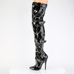 Shiny patent boots 15 cm pointed toe stiletto overknee boots