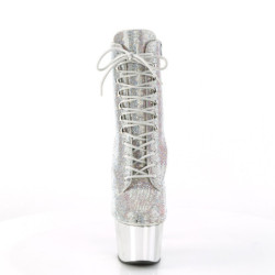 Argento strass stivaletti pleaser con plateau e tacco 18 cm ADORE-1020CHRS-2