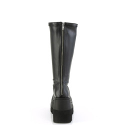 Leatherette 11,5 cm stretch platform boots wide calf