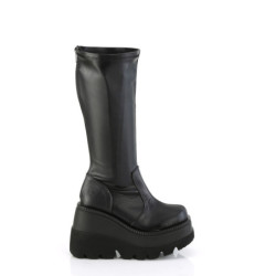 Leatherette 11,5 cm stretch platform boots wide calf