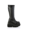 Leatherette 11,5 cm stretch platform boots wide calf