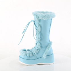 Faux Fur Trim 7 cm CUBBY-311 lolita boots platform in blue