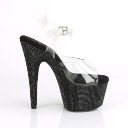 Nero 18 cm BEJEWELED-708DM Plateau sandali alti con pietre