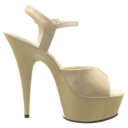 Beige 15 cm DELIGHT-609 tacco alto pleaser con plateau