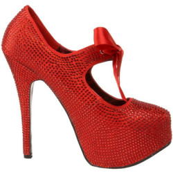 Rosso Strass Cristallo 14,5 cm Burlesque TEEZE-04R Plateau Scarpe Décolleté