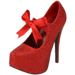 Rosso Strass Cristallo 14,5 cm Burlesque TEEZE-04R Plateau Scarpe Décolleté