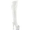 Vegan 18 cm ADORE-3019 white high heeled lace up thigh high boots