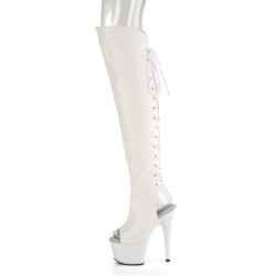 Vegan 18 cm ADORE-3019 white high heeled lace up thigh high boots