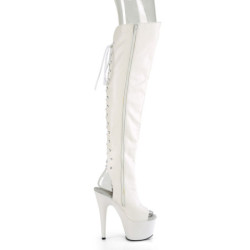 Vegan 18 cm ADORE-3019 white high heeled lace up thigh high boots