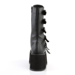 Vegan 9 cm DAMNED-225 calf-high women buckle boots platform black