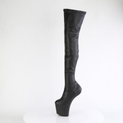 Vegan 20 cm CRAZE-3000 Heelless platform overknee boots pony heels black
