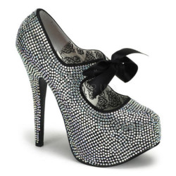 Gray Rhinestone 14,5 cm Burlesque TEEZE-04R Platform Pumps Women Shoes