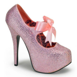Rosa Strass Cristallo 14,5 cm Burlesque TEEZE-04R Plateau Scarpe Décolleté