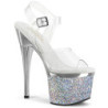 Transparent 18 cm ESTEEM-708CHLG pole dance high heel sandals silver