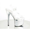Transparent 18 cm ESTEEM-708CHLG pole dance high heel sandals silver