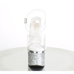 Transparent 18 cm ESTEEM-708CHLG pole dance high heel sandals silver