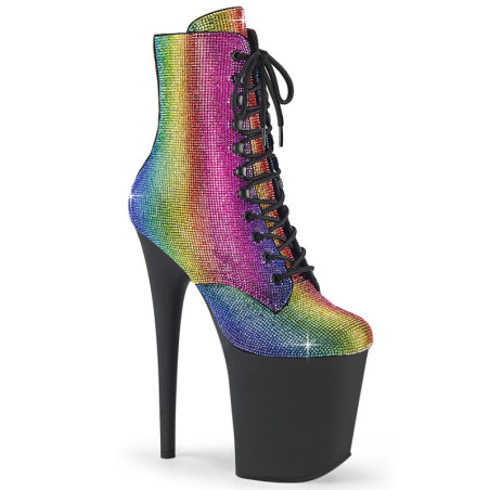 Rhinestones platform 20 cm FLAMINGO pleaser high heels ankle boots