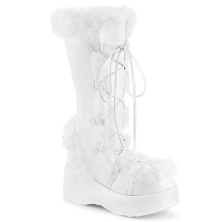 Faux Fur Trim 7 cm CUBBY-311 lolita boots platform in white
