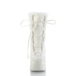 Faux Fur Trim 7 cm CUBBY-311 lolita boots platform in white