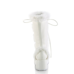 Faux Fur Trim 7 cm CUBBY-311 lolita boots platform in white