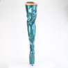 Glitter 18 cm ADORE-3020GP Teal thigh high boots with laces high heels