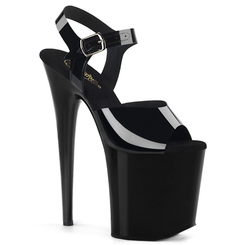 Black high heels 20 cm FLAMINGO-808N jelly-like pole shoes