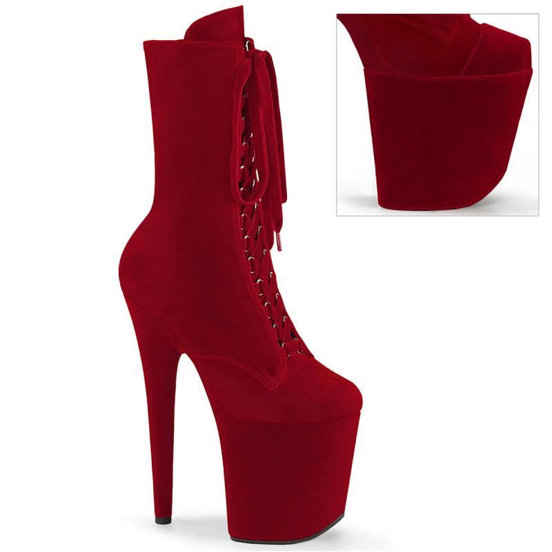 Velvet 20 cm FLAMINGO-1045VEL Red heeled boots + protective toe caps