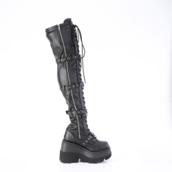 Black Vegan 11,5 cm SHAKER-420 overknee boots with laces