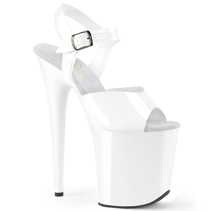 White high heels 20 cm FLAMINGO-808N jelly-like pole shoes