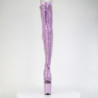 Glitter 20 cm PEEP TOE purple thigh high boots with laces high heels