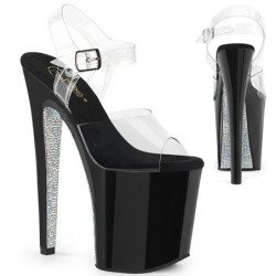 Trasparente 20 cm XTREME-808CRS sandali pleaser con suole strass argento