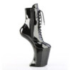 Patent 23 cm BEWITCHED Heelless platform pony ankle boots black