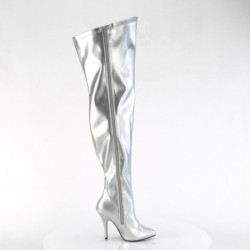 Silver 13 cm thigh high stretch overknee boots wide calf for men