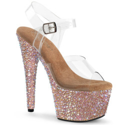 Rose gold 18 cm BEJEWELED-708MS Pole dance high heels rhinestones platform