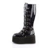 Hologram 9 cm DAMNED-318 emo knee high women buckle boots platform black